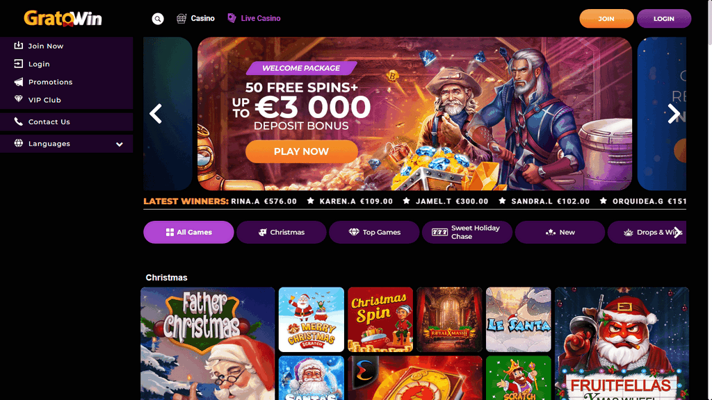 Premi Gratowin Casinò Online - 300% fino a 3.000 € + 50 Giri Gratis Premi Gratowin Casinò Online - 300% fino a 3.000 € + 50 Giri Gratis